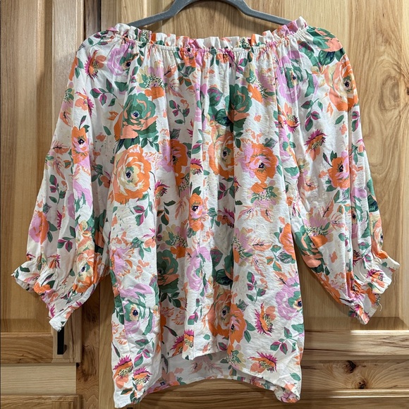 Les Amis Stunning Floral Women's Off The Shoulder Feminine Cottagecore Top Sz S - Picture 5 of 8